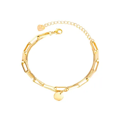 Produktbild von Elegantes Gold-Doppelschicht-Armband mit Rundanhänger & Herz-Smiley