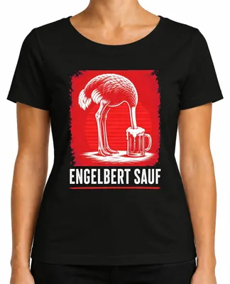 Imagen del producto de Camiseta para mujer, marca Engelbert Strauss, diseño "Sauf Strauss Vogel Bier Handwerker Malle Party", color , talla XXL