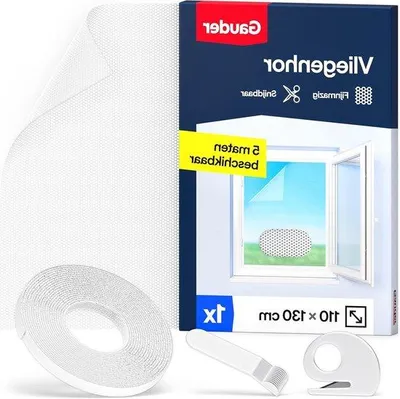 Image de Protection anti-insectes pour fenêtres - Moustiquaire à velcro - Fixation de moustiquaire sans perçage - 110 x 130 cm - Blanc