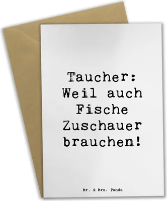 Produktbild von Mr. & Mrs. Panda Grußkarte Spruch Tauchen Zuschauer - Weiß - Geschenk, osterkarten, Teamsport, Sportler, glückwunschkarten, Sportarten, dankeskarten, Geschenke, Freiheit