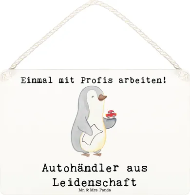 Produktbild von Mr. & Mrs. Panda Schild Autohändler Leidenschaft DIN A6 - Weiß - Geschenk, Autohandel, wagenhändler, Lustig, wandtafel, Türschild, holzbild, Witzig, Spruch