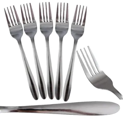 Zdjęcie produktu dla 6x widelec widelce stołowe obiadowe metalowe komplet 6 sztuk gładkie połysk 18 cm do zmywarki