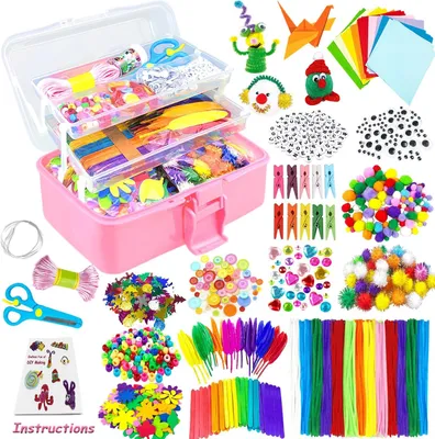 Produktbild von 3000 Bastelsets für Kinder, DIY-Bastelprojekte, Bastelkoffer, Bastelmaterialien, Materialsets mit Pfeifenreinigern und Kunststoffaugen