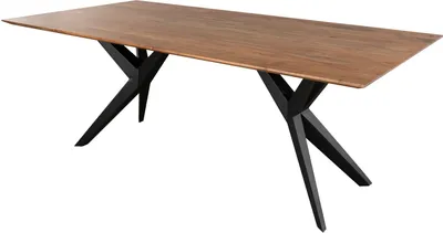 Image de MASSIVMOEBEL24 | Table à manger 180x90 Acacia laqué Bois naturel / Anthracite mat SWISS EDGE #20