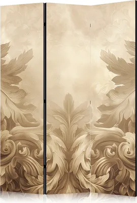 Produktbild von 3-teiliger Doppelseitiger Vlies Paravent - Carved Baroque Ornaments - Rich Composition in Sepia Colors 135x172 cm Blumen f-H-10018-z-a