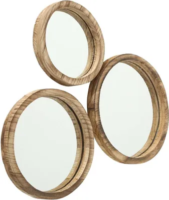 Produktbild von Boltze Spiegel Set Jones 3-teilig runde Wandspiegel, Rahmen aus Holz,Æ¸ 25-35 cm