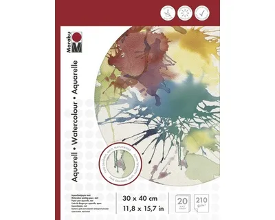 Immagine prodotto di Tampone per acquerello Marabù, 300 x 400 mm, 210 g/m², 20 fogli