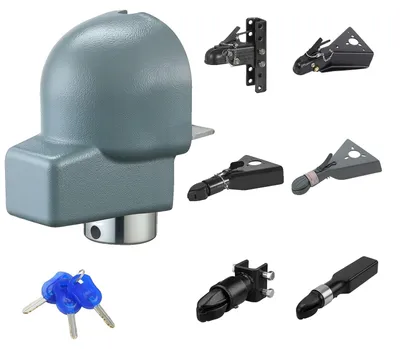 Image de VEVOR Antivol Attelage Remorque Compatible avec Coupleurs 58,6 mm, Verrou Attelage Remorque Robuste avec 3 Clés, Anticorrosion, Verrouillage de Haute Sécurité, pour Camping-cars, Remorques, Bateaux
