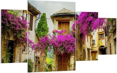 Produktbild von Bild auf Leinwand - Leinwandbild - Straße Sommer Blumen - 160x90cm - Wand Bild - Wanddeko - Leinwanddruck - Bilder - Kunstdruck - Wanddekoration - Leinwand bilder - Wandkunst - DL160x90-3589