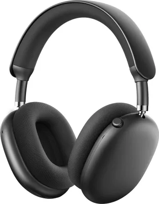 A pair of black over-ear headphones.