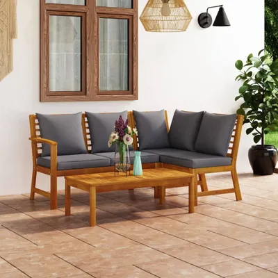 Produktbild von vidaXL 4-tlg. Garten-Lounge-Set mit Auflagen Massivholz Akazie