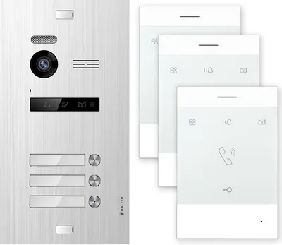 Produktbild von Balter EVO Silber Video Türsprechanlage EVO-TALK 2-Draht BUS Komplettsystem für 3 Teilnehmer