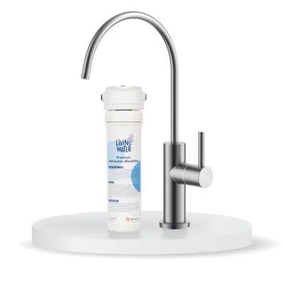 Produktbild von LivingTap Basic - 1-Wege-Edelstahl-Armatur - C-Auslauf  (Oberflächendesign : gebürstet)