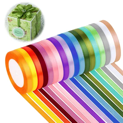 Produktbild von Geschenkband Geschenkschleife Satinband - 1 cm x 22 m - Polyester-Satin - 18 Farben im Set
