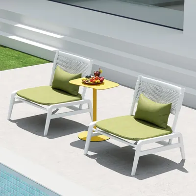 Image de Table de jardin FLEXISPOT, idéale pour l'extérieur, résistante aux intempéries et durable, socle rond stable, structure en acier renforcée, charge maximale de 20 kg, couleur jaune