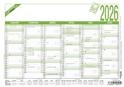 Produktbild von Zettler Arbeitstagekalender A5 Blauer Engel 2026 – Bürokalender 21 × 15 cm, 6 Mo