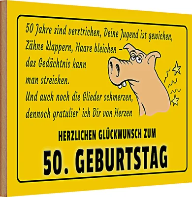 Produktbild von Holzschild Spruch 30x20cm Glückwunsch zum 50 Geburtstag