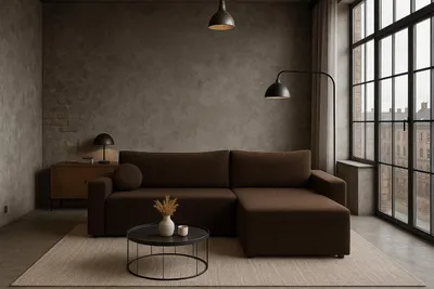 Produktbild von Sofello Ecksofa BELLA BRAUN Bouclé elegantes Design mit Funktionalität. Schlaffunktion und geräumigem Bettkasten,GRATIS Kugelkisse, Liegefläche: 191/200 cm