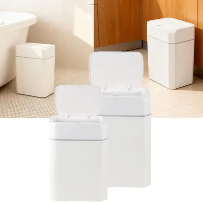 Produktbild von Premium Sensor Abfalleimer Set, 12L & 16L, Automatischer Mülleimer mit Bewegungssensor, Weiss - Berührungslos & Hygienisch - Für Zuhause, Küche & Büro