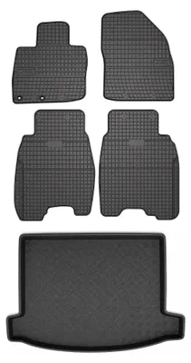 Image de Tapis en caoutchouc + bac de coffre pour Honda Civic VIII 2006-2012 (hayon, 5 portes) – 5 pièces, noirs, sur mesure