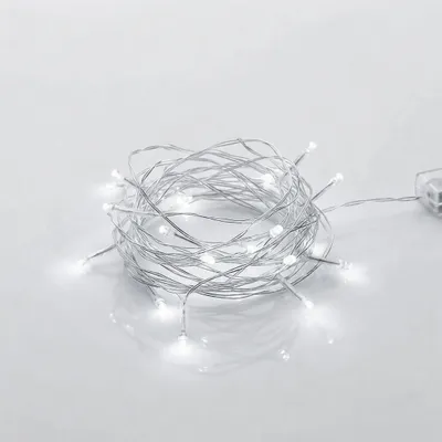 LED-Lichterkette, kaltweiß, 2 m, 20 LEDs, Timer, batteriebetrieben