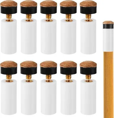 Image de Lot de 10 embouts de billard - 12 mm, à emboîter - Sans colle ni outils - Remplacement pour les queues de snooker et de billard
