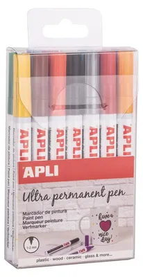 Produktbild von APLI Kids permanente Malstifte Set - extra fein - 14 Farben