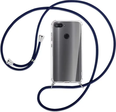 Produktbild von Handykette Backcover-Schutzhülle mit Band (Metall silberfarben) für Xiaomi Mi 8 Lite - dunkelblau