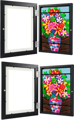 Image de (couleur bois, pack de 2) Cadre artistique pour enfants, cadre pour enfants avec ouverture frontale, cadre photo A4 modifiable pour les graphiques des enfants, cadre de rangement pour les œuvres d'art peuvent être retournés pour le dessin et le bricolage pour les enfants