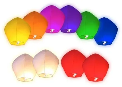 10er-Set fliegende Laternen, bunt, biologisch abbaubar