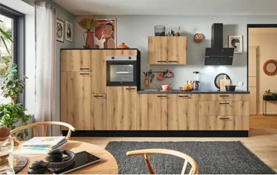 Produktbild von PICCANTE Plus Küchenzeile ohne Geräte Casual 340 cm evoke eiche matt vormontiert Variante links 4067368011266