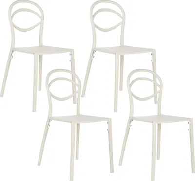 Produktbild von BELIANI Gartenstühle 4er Set Cremeweiß Kunststoff Wetterbeständig Leicht Modernes Design Indoor Outdoor Terrasse Esszimmerstühle