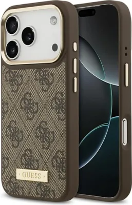 Zdjęcie produktu dla Etui Guess 4G Logo Plate Magsafe Do      Iphone 17 Pro Brązowy