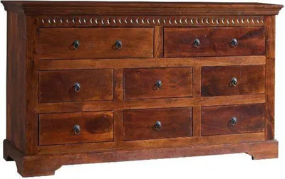 Image de MASSIVMOEBEL24 | Commode 145x49 Acacia laqué Nougat OXFORD #524