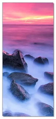 Produktbild von Wallario selbstklebende Türtapete 93 x 205 cm - Felsen im Meer bei Sonnenuntergang - Abwischbar, rückstandsfrei zu entfernen