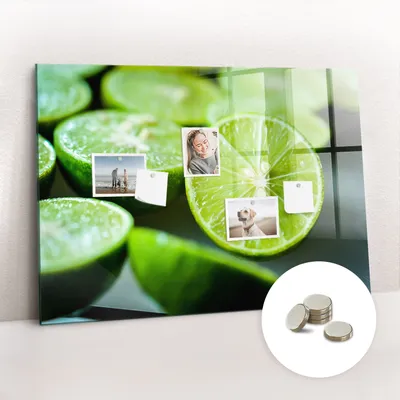 Obrázok produktu pre Magnetická tabuľa na stenu - Memo Tabuľa Sklenená - vrátane 5 magnetov - 100x70 cm - Kúsky vápna