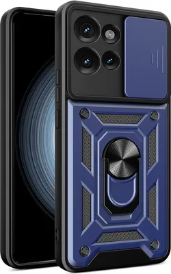 Obrázek produktu pro Pouzdro pro Motorola Edge 50, TPU Nárazník Silikonové Pouzdro s Kroužkem Stojánek, Ochrana Kamery Modrý