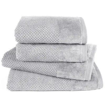 Produktbild von Pure Label 4-TLG Handtücher Set mit Aufhängeschlaufen aus Baumwolle, saugstark und weich - 2xBadetuch 70x140 cm 2xHandtuch 50x100cm, Hellgrau