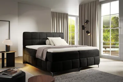 Produktbild von Boxspringbett Schlafzimmerbett SOPHIE 180x200cm Stoff Salvador Schwarz