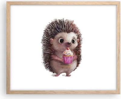 Produktbild von Gerahmtes Poster - Rahmen in heller Eiche - Igel Cupcake Kinder - 50x40 cm - Wand Bild - Wanddeko - Wandbilder - Kunstposter - Wandposter - Bilderrahmen - Bilder - Kunstdruck - P2NAA50x40-4769