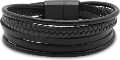 Immagine prodotto di Set di braccialetti in pelle Jumadas – 5 braccialetti – Neri – Pelle