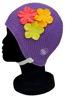 Image de Casquette de bain rétro avec motifs floraux en relief pour adultes