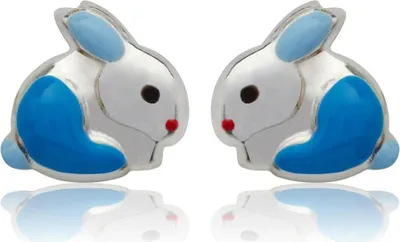 Produktbild von Unique Kinderohrstecker 925 Silber Hase blau KE0035
