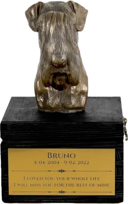 Immagine prodotto di Schnauzer I - un'urna con incisione e scultura di cane, ultimo addio, prodotto artigianale del marchio Art-Dog