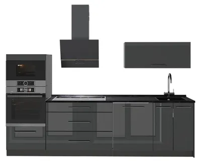 Zdjęcie produktu dla Zabudowa kuchenna Vicco Fame-Line Antracyt połysk/Antracyt 280 cm, BP Antracyt, Model 64651