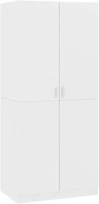 Produktbild von Kleiderschrank mit 2 Türen Aufbewahrungschrank Hochschrank Schlafzimmerschrank Weiß 80×52×180 cm Spanplatte