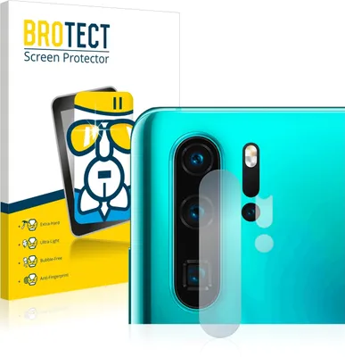 A product shot of a screen protector for a smartphone camera, with packaging in the background.