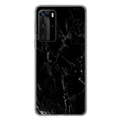 Produktbild von MuchoWow® Handyhülle Schutzhülle Hülle für Huawei P40 Pro Marmor - Schwarz - Naturstein Silikon Softcase Handy Hülle - Schutz