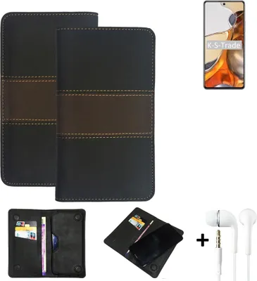 Produktbild von K-S-Trade Handyhülle + Kopfhörer kompatibel mit Xiaomi 11T Schutzhülle Walletcase Bookstyle Tasche Schutz Case Hülle Wallet Cover Kunstleder