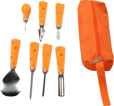 Obrázek produktu pro 7ks halloweenská sada na vyřezávání dýní Víceúčelový nástroj z nerezové oceli na vyřezávání dýní s úložnou taškou na lucernu